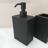 Geelli, Dispenser Ivasi in gel nero e pompetta nero opaco, gel poliuretano, 9,5 x 6,5 x h 18 cm, GVA-D02-C06