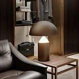 Oluce, Atollo table lamp in satin bronze color, medium size, diameter 38 cm