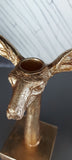Enzo De Gasperi, portacandela antilope piccola, resina oro, h23 cm