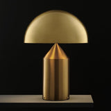 Oluce, gold table lamp, Atollo model, size M, diameter 38 cm