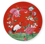Pip Studio, set 6 sottopiatti Blushing Birds rossi, D 32 cm, porcellana