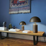 Oluce, Atollo table lamp in satin bronze color, medium size, diameter 38 cm
