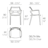 Vondom, set 4 sedie Delta nere, 59x50x80 cm, polipropilene, designer Jorge Pensi