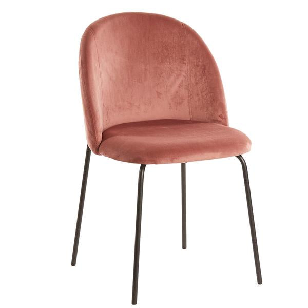 Enzo De Gasperi, set 4 sedie Puzzle velluto rosa e gambe metallo nero, h80x49x55