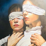 Dorta Raffaella, quadro "Donne Bendate", olio su tela, 80x60