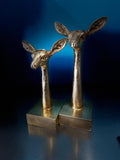 Enzo De Gasperi, portacandela antilope piccola, resina oro, h23 cm