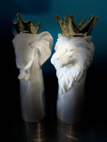 Enzo De Gasperi, vaso animal royal leone, ceramica, h 37 cm
