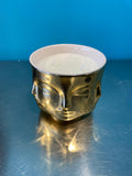 Enzo De Gasperi, candela con vaso oro e facce, h9xd11 cm