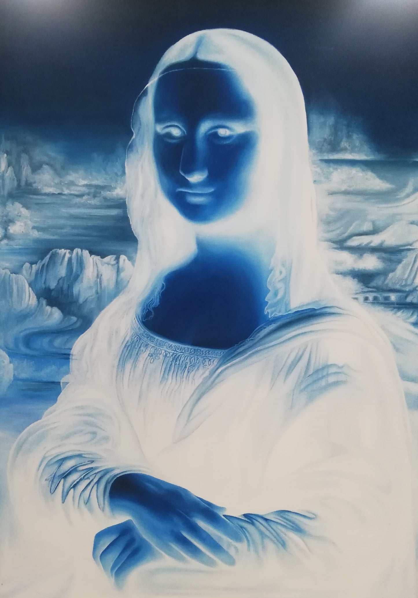 Dorta Raffaella, "Gioconda Blu" painting, oil on canvas, 50x70