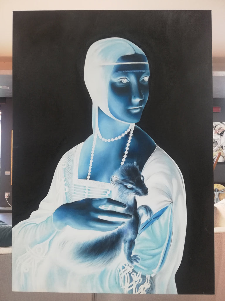 Dorta Raffaella, quadro Dama Blu, olio su tela, 50x70 – Crespi1977