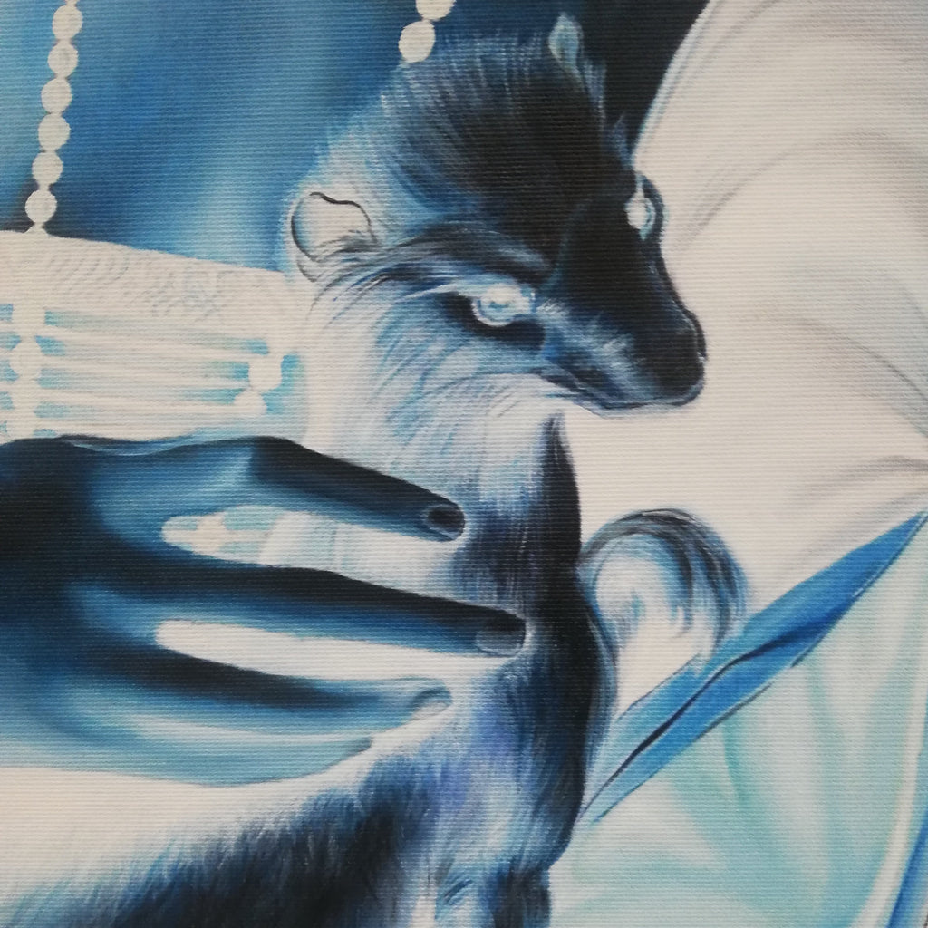 Dorta Raffaella, quadro Dama Blu, olio su tela, 50x70 – Crespi1977