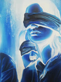 Dorta Raffaella, quadro "Donne Bendate Blu", olio su tela, 80x60