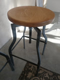 Maro, Tambre stool in galvanized steel with solid wood seat