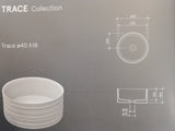Valdama, lavabo Trace (TRL0100A), d40 x h18, con piletta scarico libero (PI2FC00A) bianco lucido