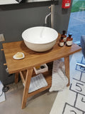 Cipì, consolle lavabo Zen natural con lavabo Open avorio, 51 x 86 x 80 cm, CP880ZXL, CP950OPEN