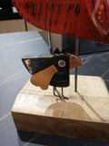 Artestò, Hen with Chick, wood and scrap mechanical parts, 40x20x5 cm