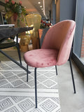 Enzo De Gasperi, set of 4 puzzle chairs, pink velvet and black metal legs, h80x49x55