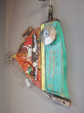 Artestò, Pesce Metro, legno e pezzi meccanici di scarto, 60x55x5 cm