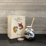 Lamart, diffusore sferico Carpa Koi in porcellana Asia, linea Tatoo Age, h12 cm