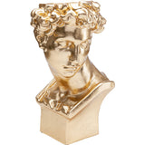 Kare, cachepot vaso decorativo "David", fibra di vetro oro, 35x35x57,4 cm