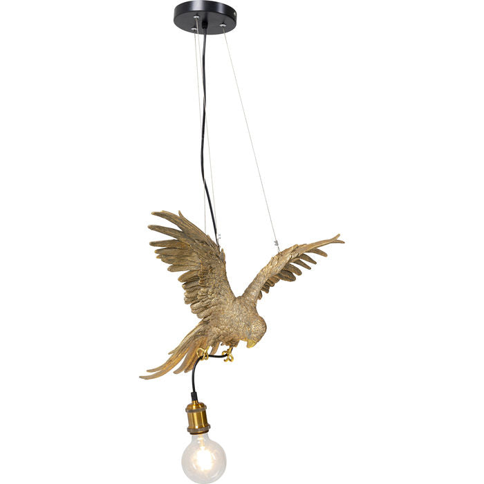 Kare, lampada a sospensione "Parrot", poliresina e acciaio laccato, 55x51x23