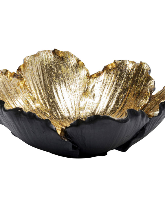 Kare, ciotola decorativa Flower Bloom, creta nero e oro, D 20 cm