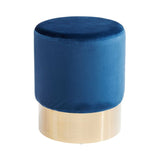 Kare, pouf "Cherry Blue", velluto blu ed ottone, 42x35x35