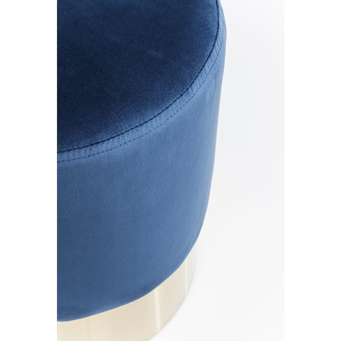 Kare, pouf "Cherry Blue", velluto blu ed ottone, 42x35x35