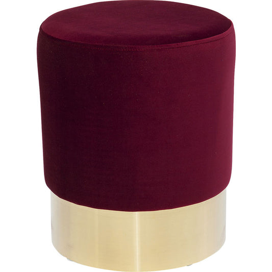 Kare, pouf "Cherry Bordeaux", velluto bordeaux ed ottone, 42x35x35