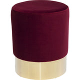 Kare, "Cherry Bordeaux" pouf, burgundy velvet and brass, 42x35x35