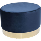 Kare, "Cherry Blue" pouf, blue velvet and brass, 35x55x55