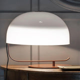 Oluce, White and brown table lamp, Zanuso model, 275
