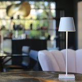 Zafferano, lampada Poldina PRO tavolo bianco opaco con base ricarica wireless