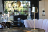 Zafferano, lampada Poldina PRO tavolo foglia oro con base ricarica wireless