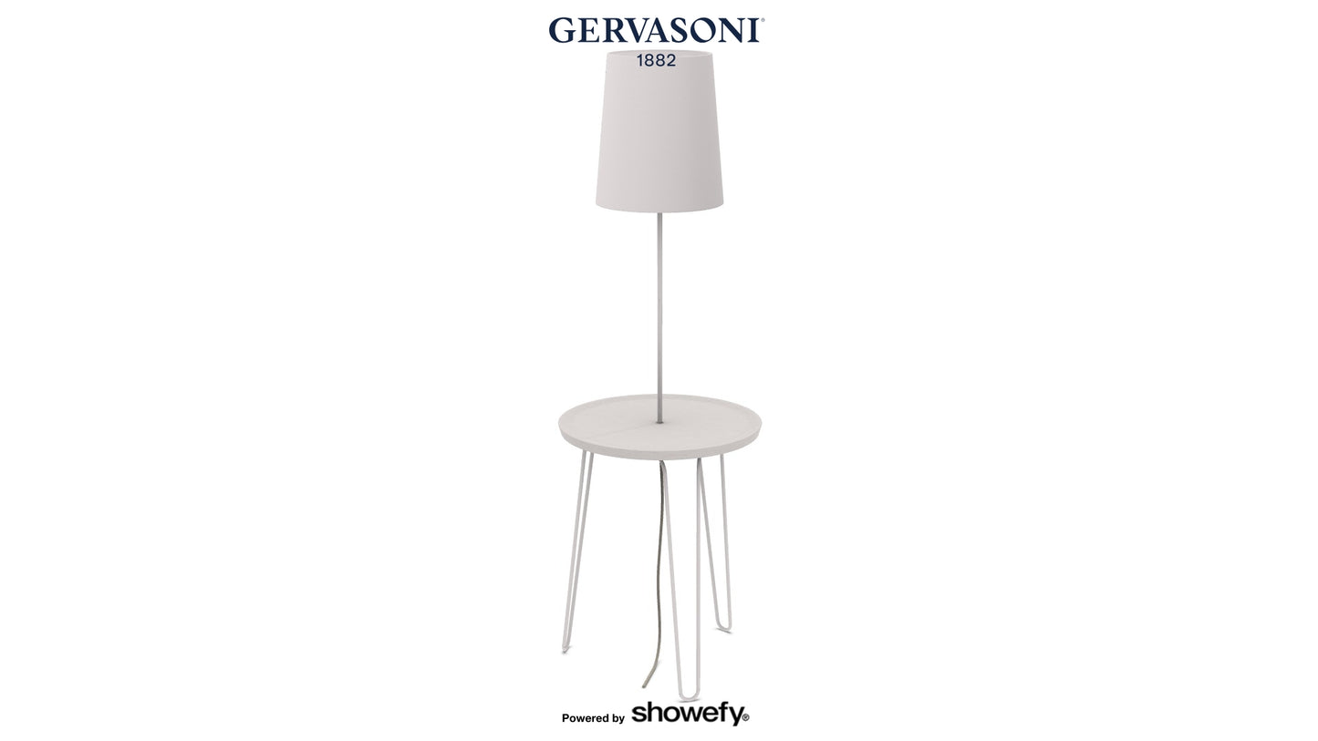 Gervasoni, lampada comodino LC 47 struttura metallo verniciato bianco e piano bianco gray, h157xd50 cm, Paola Navone