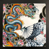 Lamart, piatto quadrato "Drago" in porcellana Asia, linea Tatoo Age