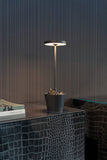 Zafferano, lampada tavolo Poldina Reverso grigio scuro con base ricarica wireless