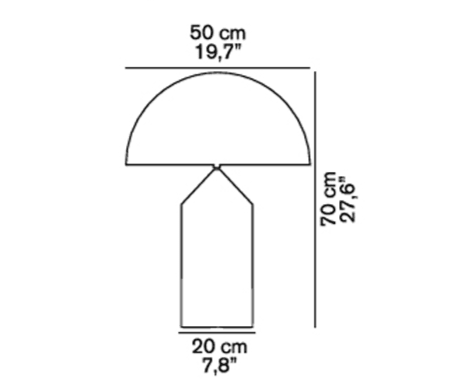 Oluce, Lampada da tavolo Atollo grande, bianco opale in vetro, diametro 50 cm