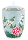 Pip Studio, vaso contenitore Blushing Birds azzurro, 1,5 lt, porcellana