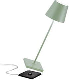 Zafferano, lampada Poldina PRO tavolo salvia con base ricarica wireless