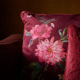 Pip Studio, cuscino Fleur Grandeur Blushing Birds rosso, 60x60 cm, velluto
