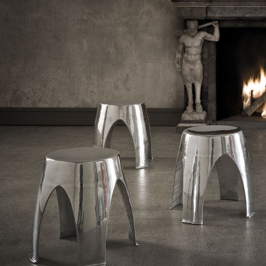 ELITE TO BE, Igloo stool in polished aluminum D.45 H.40, 9GIG040AL