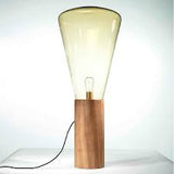 Brokis, lampada da terra Muffin L, PC853, vetro ambra e legno di quercia con cavo giallo, 616x435x1016 cm