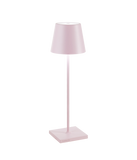 Zafferano, lampada Poldina PRO tavolo rosa con base ricarica wireless
