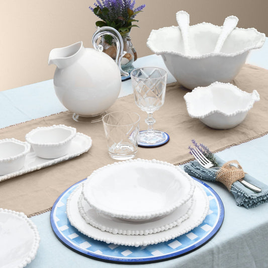 Baci Milano, set 3 piatti fondi tortora, acqua, bianco, melamina, linea Joke table & Kitchen, PL2.COL