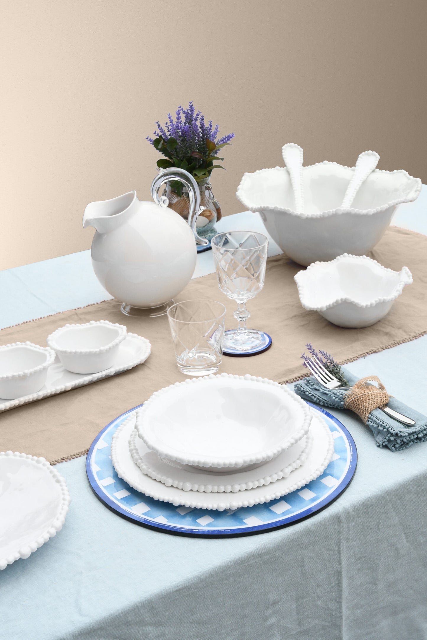 Baci Milano, set 3 piatti frutta tortora, acqua, bianco, melamina, linea Joke table & Kitchen, PL3.COL